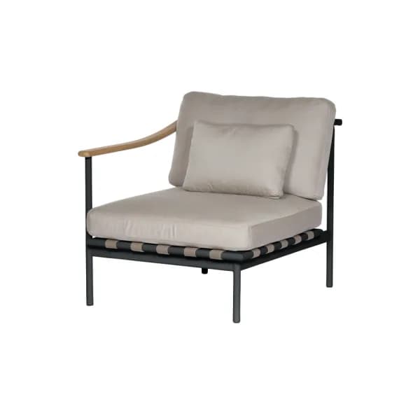 Barlow Tyrie Around Deep Seating Single Module - Teak Left Arm | Forge Grey Aluminum Frame