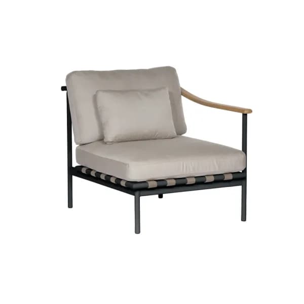 Barlow Tyrie Around Deep Seating Single Module - Teak Right Arm | Forge Grey Aluminum Frame