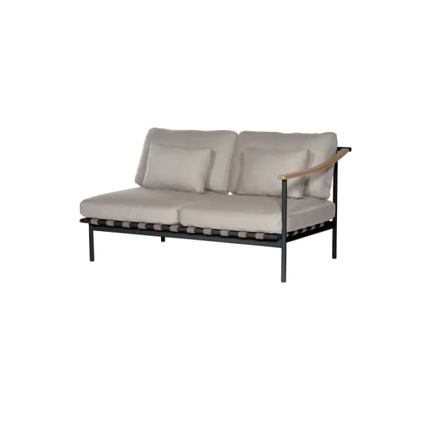 Barlow Tyrie Around Deep Seating Double Module - Teak (R) Arm | Forge Grey Aluminum Frame