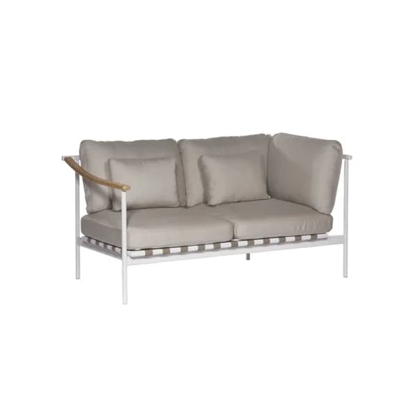 Barlow Tyrie Around Deep Seating Double Module - Aluminum (R) / Teak (L) Arms | Arctic White Aluminum Frame