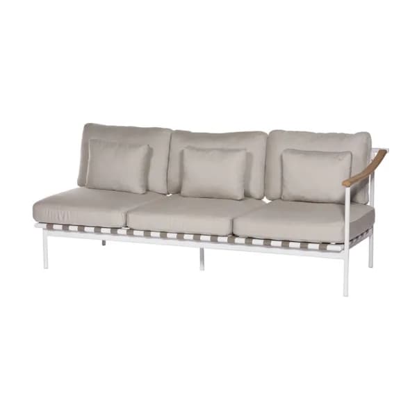 Barlow Tyrie Around Deep Seating Triple Module - Teak Right Arm | Arctic White Aluminum Frame