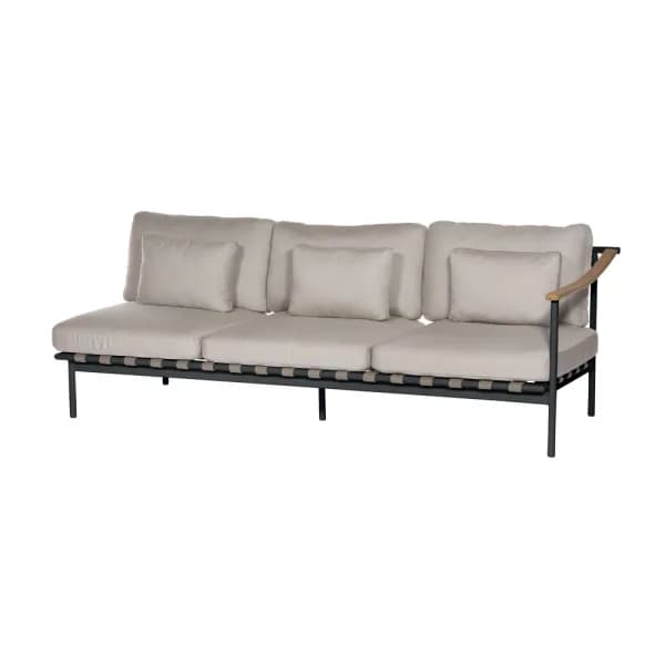 Barlow Tyrie Around Deep Seating Triple Module - Teak Right Arm | Forge Grey Aluminum Frame