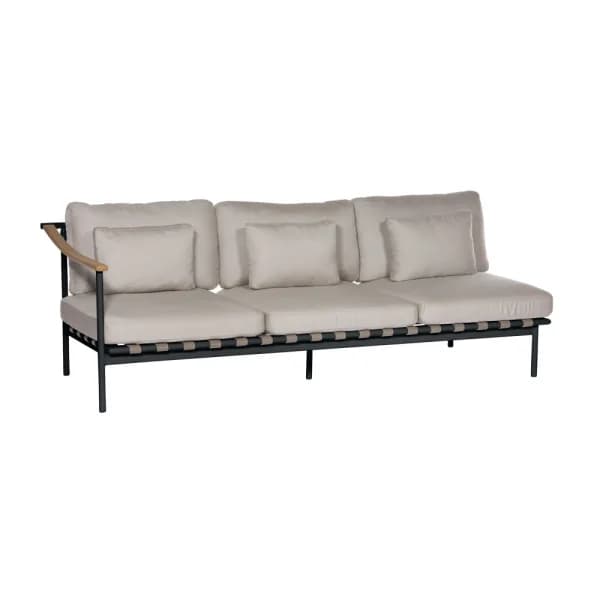 Barlow Tyrie Around Deep Seating Triple Module - Teak Left Arm | Forge Grey Aluminum Frame
