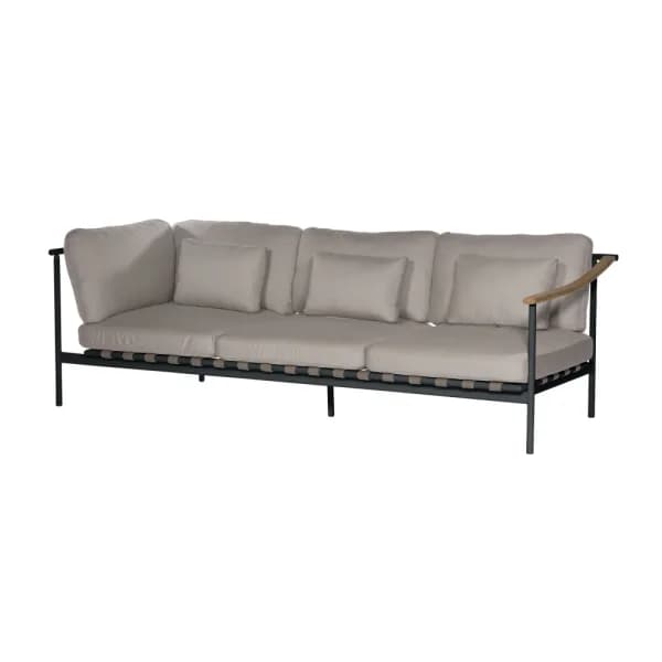 Barlow Tyrie Around Deep Seating Triple Module - Aluminum (L) / Teak (R) Arms | Forge Grey Aluminum Frame