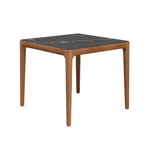 Gloster Lima 34.5 Dining Table | Frame: Teak | Tabletop: Ceramic, Nero