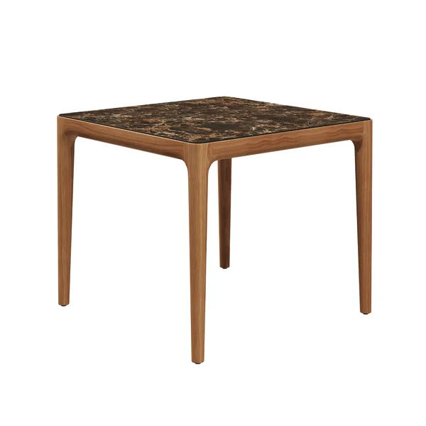 Gloster Lima 34.5 Dining Table | Frame: Teak | Tabletop: Ceramic, Emperor