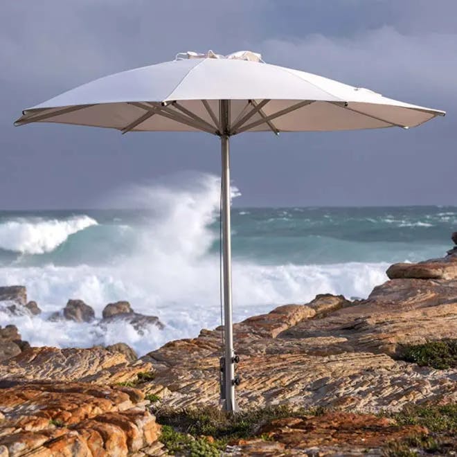 rain or shine: storm center pole umbrella is weatherproof