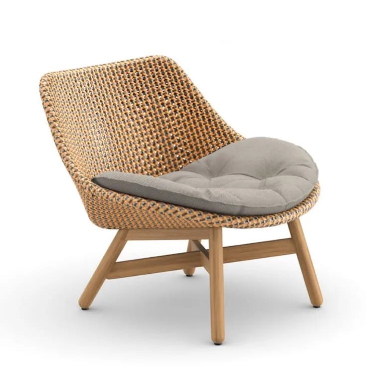 Woven Wicker DEDON Fiber Seville | Teak Base | Cushions (Included Seat Shown) TWIST Gray