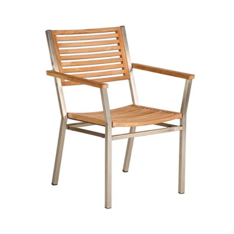 Seat and Back Natural Teak | Frame Brushed Stainless Steel