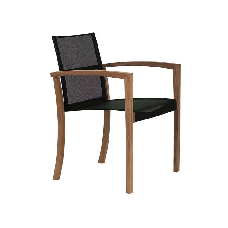 XQI Arm Chair in Teak Natural with Batyline Black