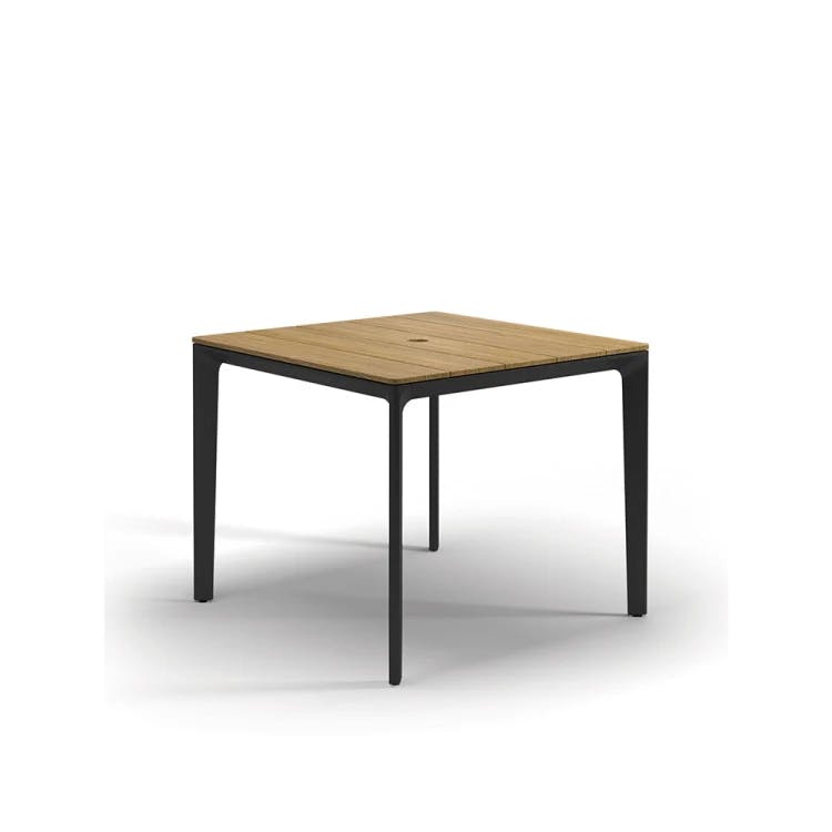Carver 35" Square Dining Table |Teak Top & Meteor Aluminum Frame