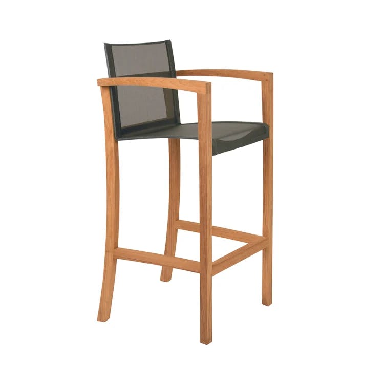 XQI Bar Chair in Natural Teak with Batyline Bronze