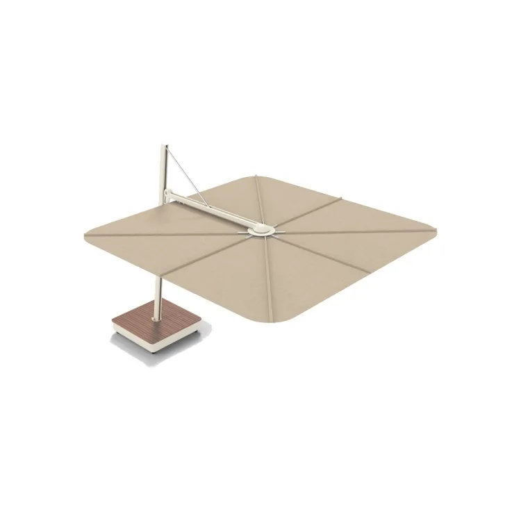 Canopy Fabric Sand | Frame Beige Limestone Aluminum | Base Sipo Wood Cover