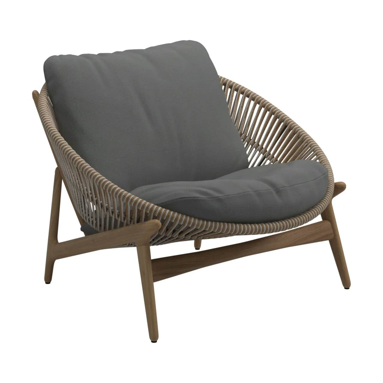 Gloster Bora Lounge Chair Sorrel Rope | Essential Granite Cushion Fabric