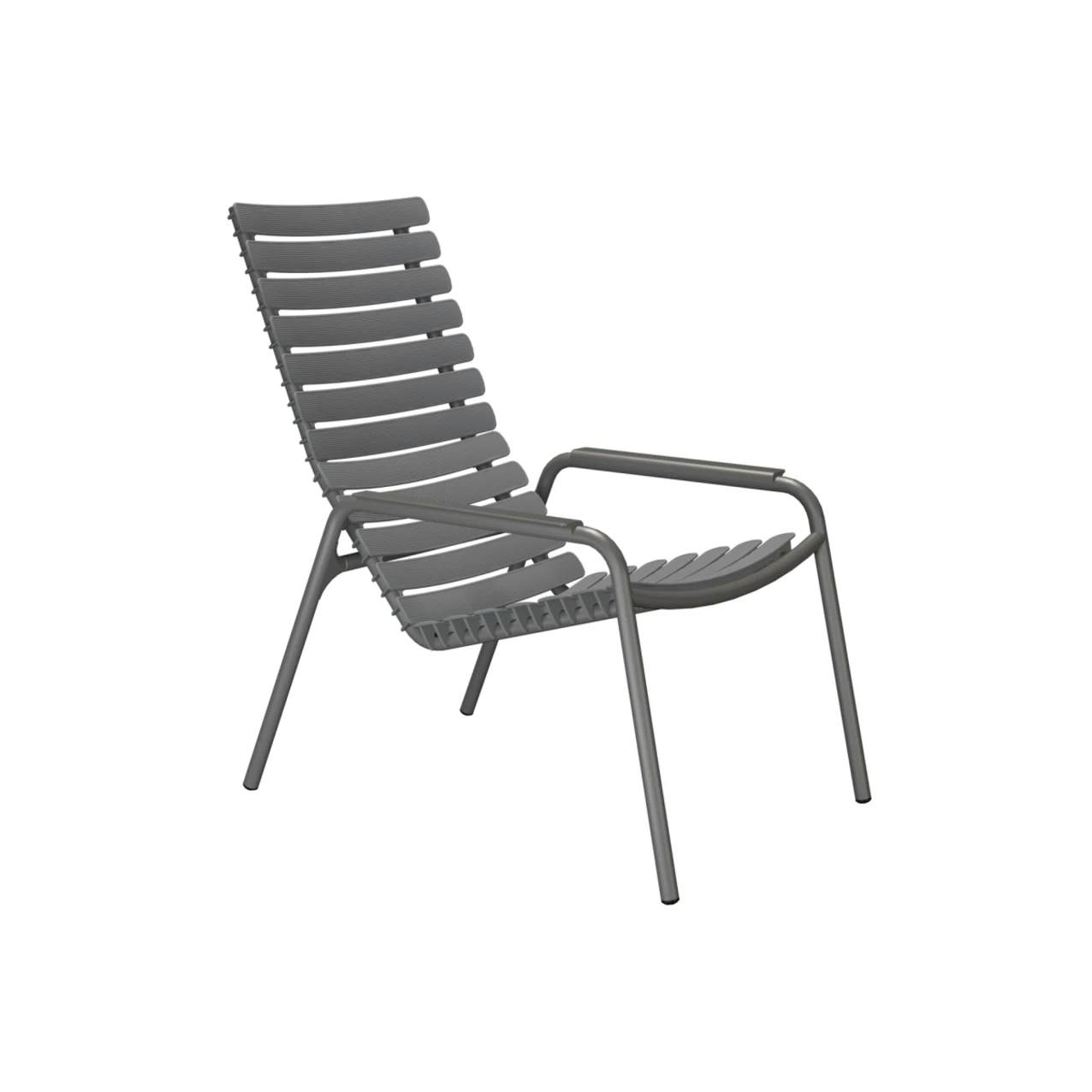 Houe ReCLIPS Lounge Chair | Dark Grey Lamellas with Monochrome Aluminum Armrests