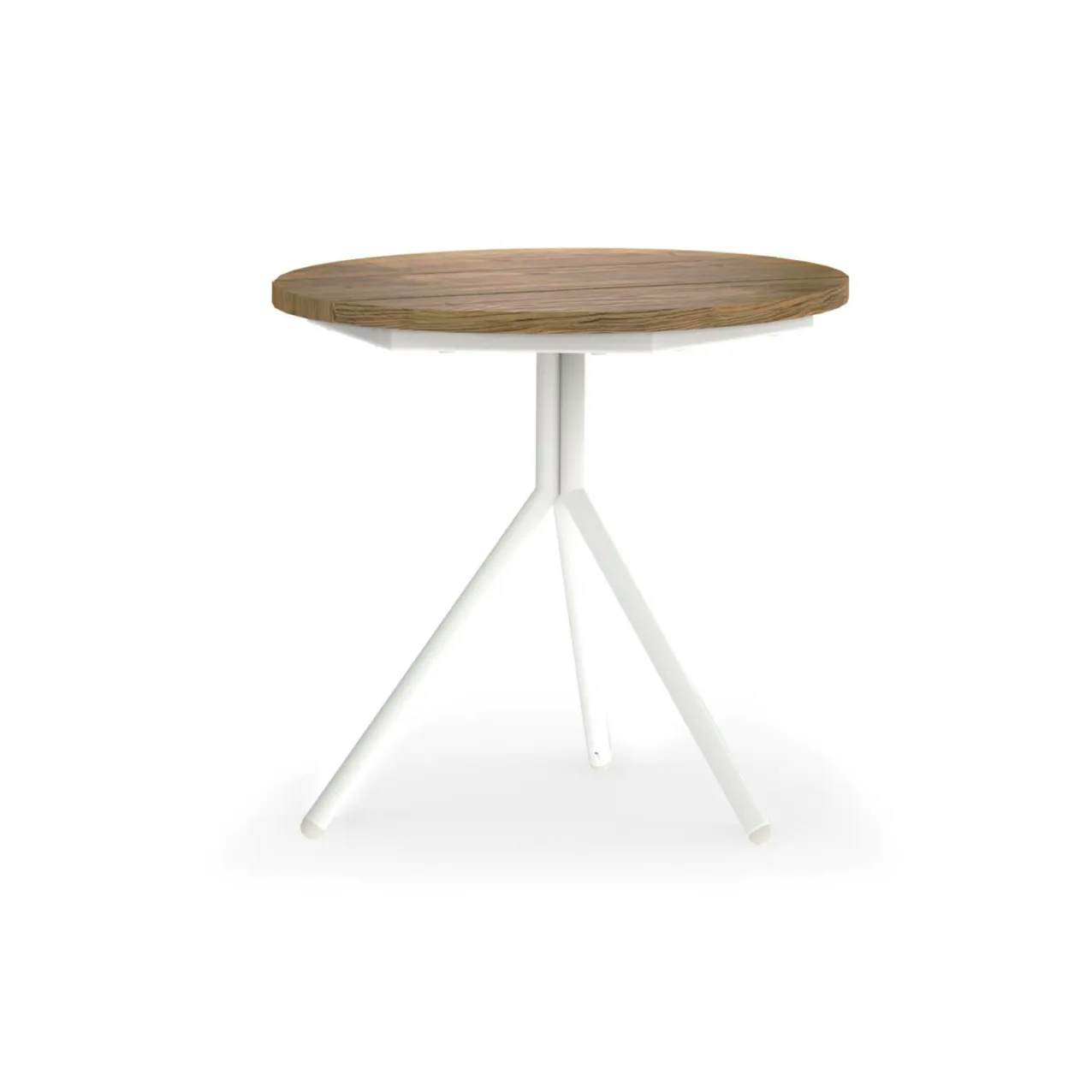 MAMAGREEN Bono Side Table | Frame: Aluminum, White | Tabletop: Teak