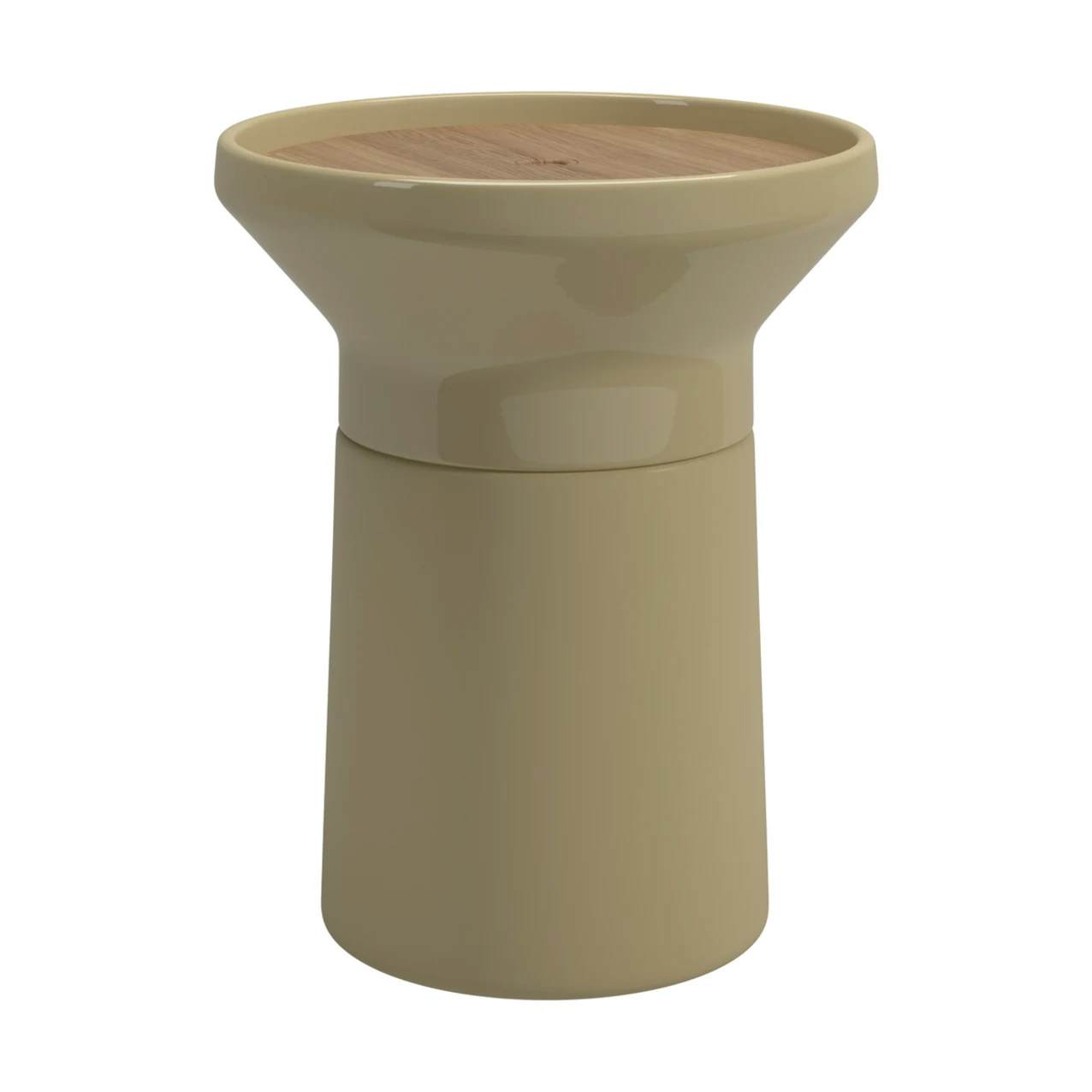 Gloster Coso Side Table | Frame: Ceramic, Sand Matte & Gloss | Top: Natural Teak