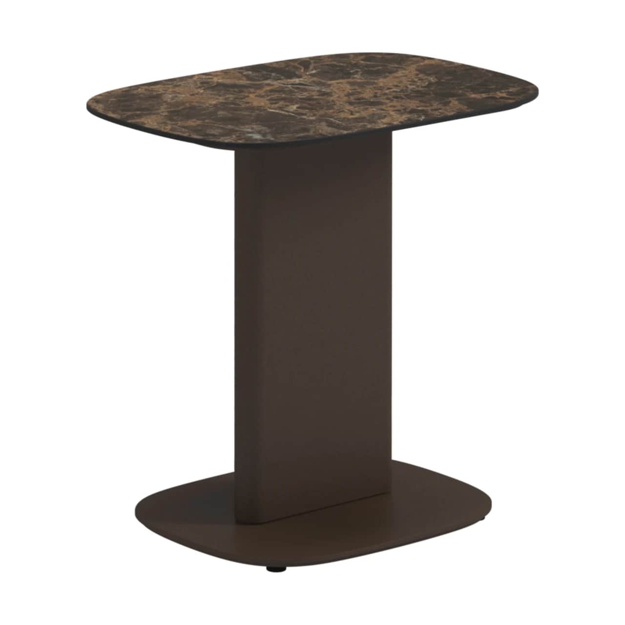 Gloster Omada Center Table | Frame: Powder-Coated Aluminum, Java | Top: Ceramic, Emperor