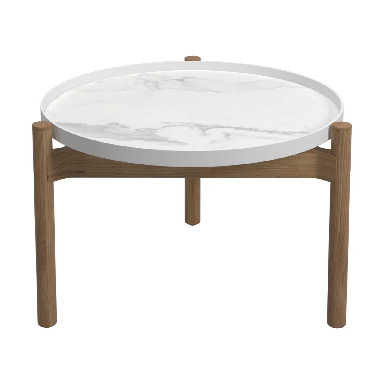 Gloster Sepal Side Table | Bianco Top | Teak Frame