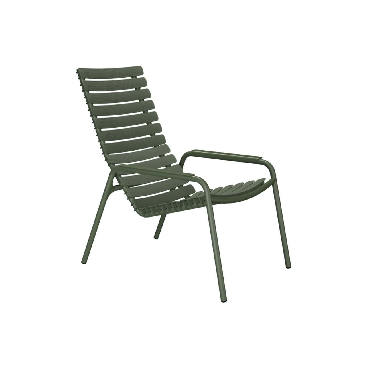 Houe ReCLIPS Lounge Chair | Olive Green Lamellas with Monochrome Aluminum Armrests