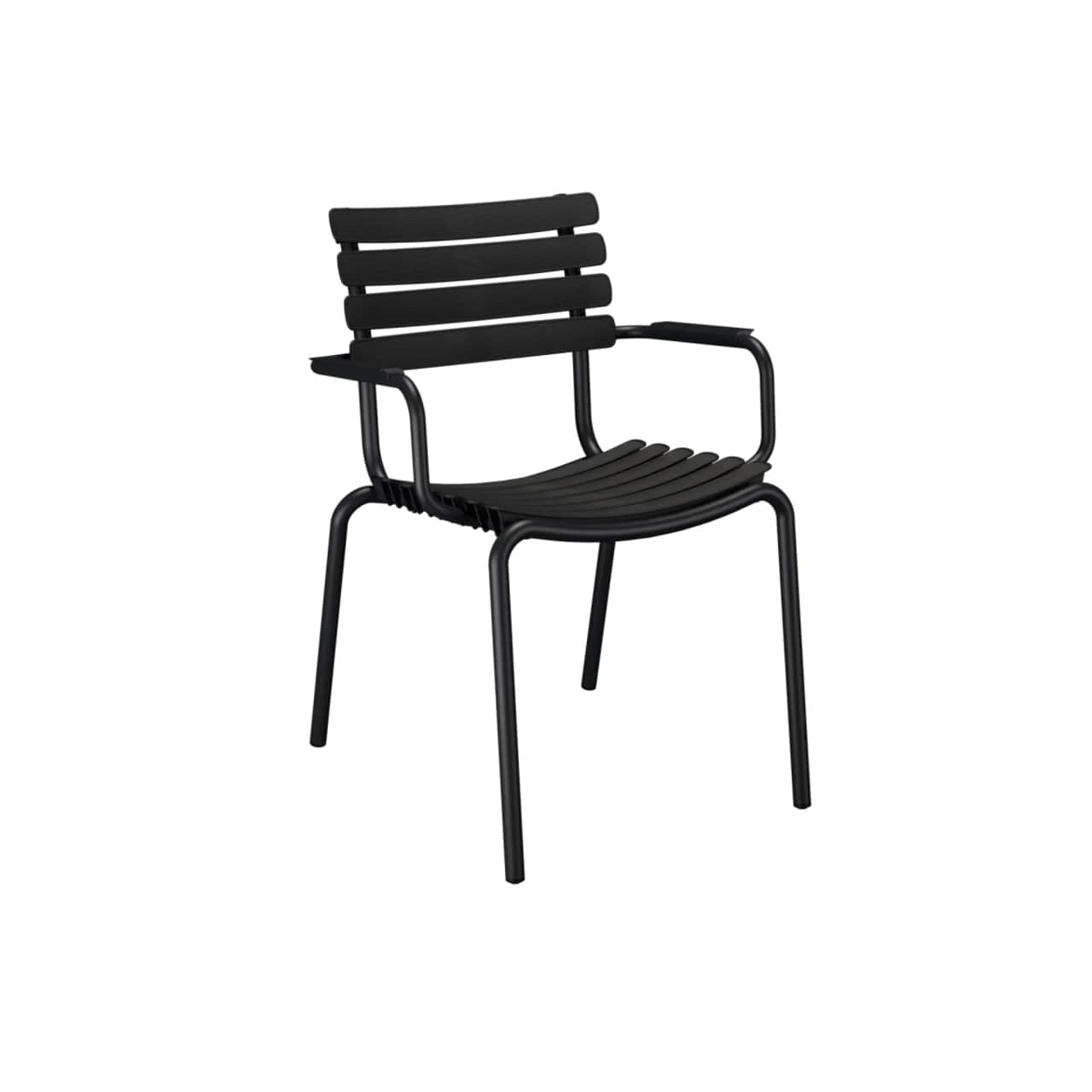 Houe ReCLIPS Dining Chair | Black Lamellas with Monochrome Aluminum Armrests