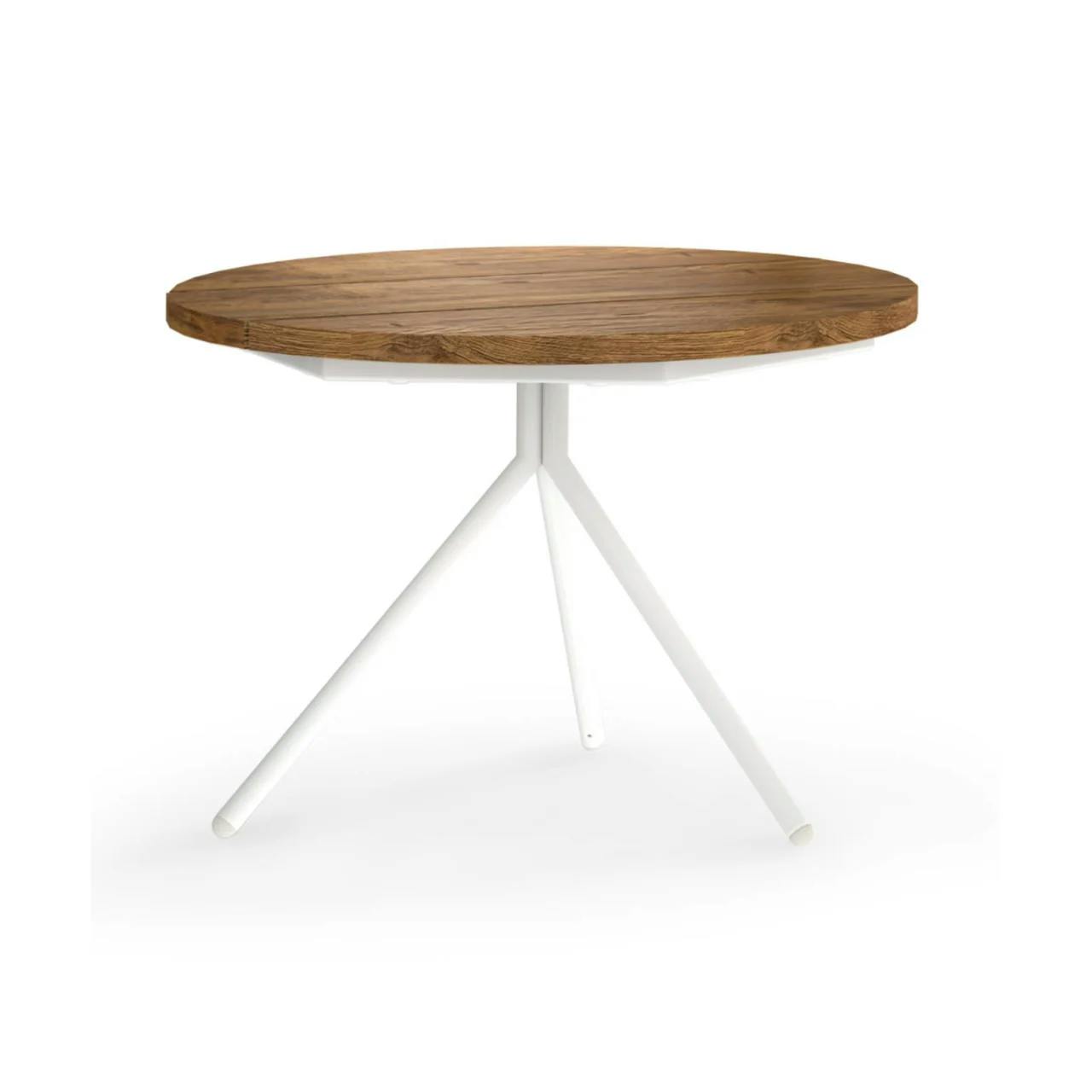 MAMAGREEN Bono Low Table | Frame: Aluminum, White | Tabletop: Teak