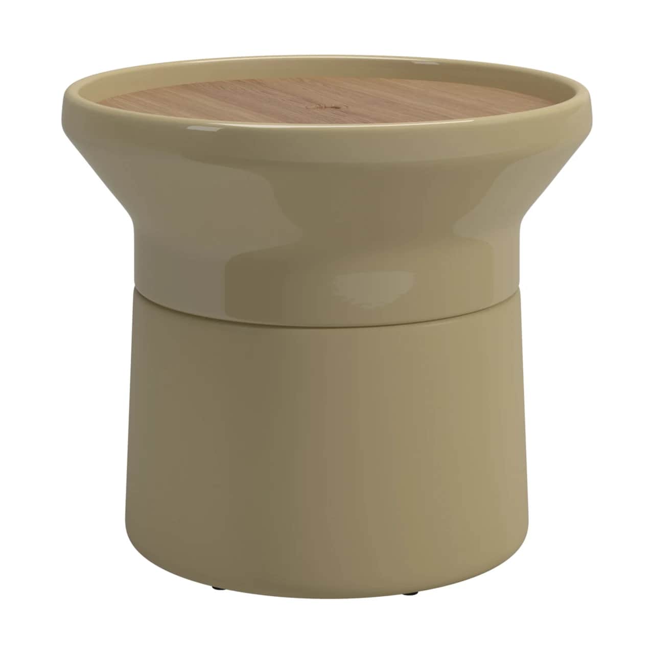 Gloster Coso Coffee Table | Frame: Ceramic, Sand Matte & Gloss | Top: Natural Teak