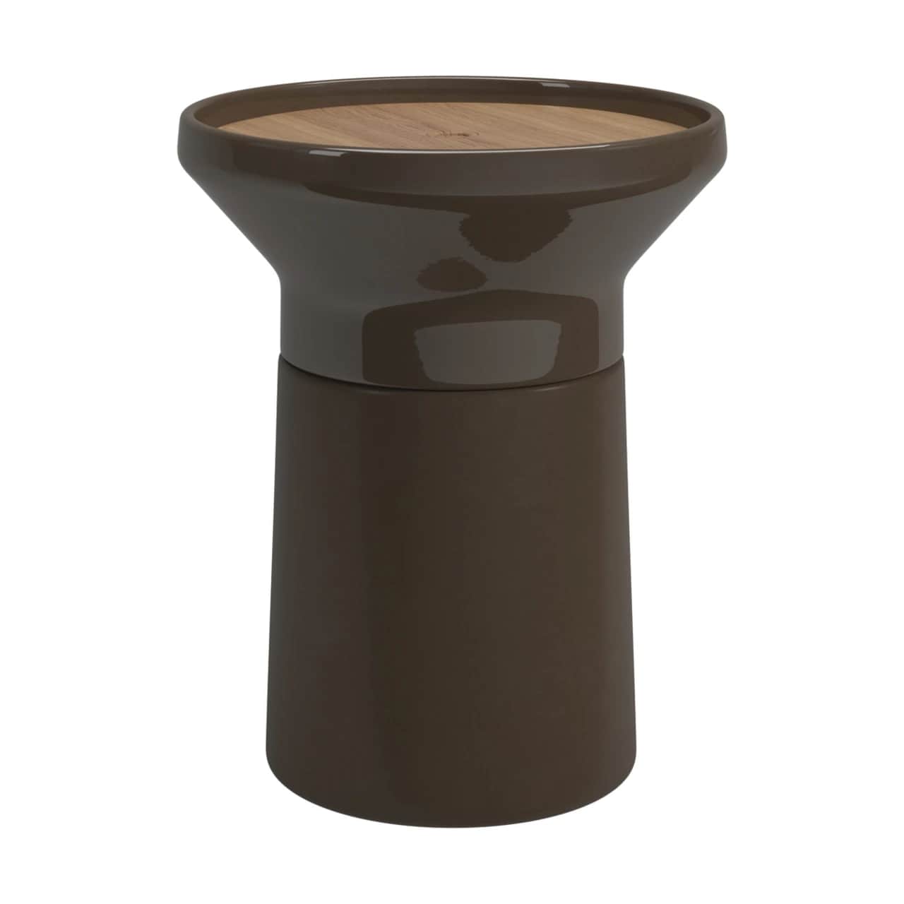 Gloster Coso Side Table | Frame: Ceramic, Earth Matte & Gloss | Top: Natural Teak