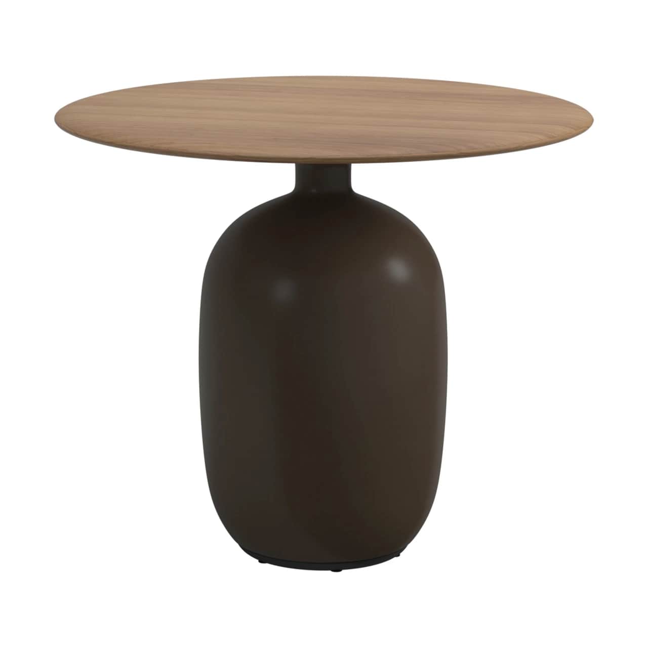 Gloster Kasha 35.5" Round Dining Table | Frame: Glazed Ceramic, Earth | Top: Natural Teak