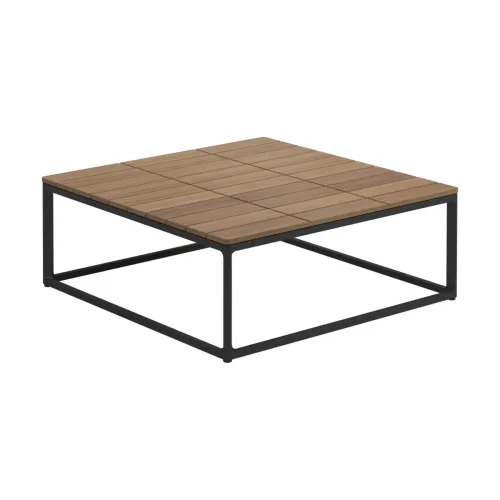 Gloster Maya 30" Square Teak Coffee Table | Meteor Frame | Teak Top