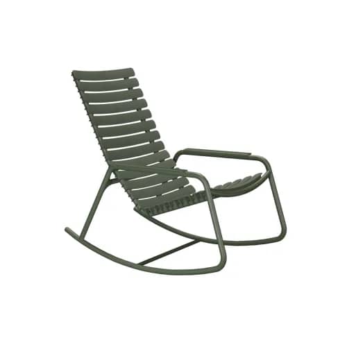 Houe ReCLIPS Dining Chair | Olive Green Lamellas with Monochrome Aluminum Armrests