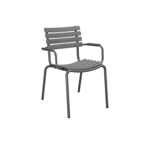 Houe ReCLIPS Dining Chair | Dark Grey Lamellas with Monochrome Aluminum Armrests