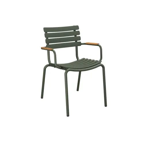 Houe ReCLIPS Dining Chair | Olive Green Lamellas with Bamboo Armrests