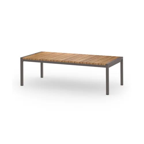 MAMAGREEN Zudu Coffee Table | Frame: Aluminum, Taupe | Tabletop: Teak