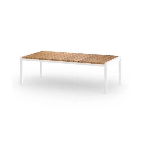 MAMAGREEN Zudu Coffee Table | Frame: Aluminum, White | Tabletop: Teak