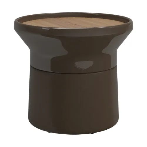 Gloster Coso Coffee Table | Frame: Ceramic, Earth Matte & Gloss | Top: Natural Teak
