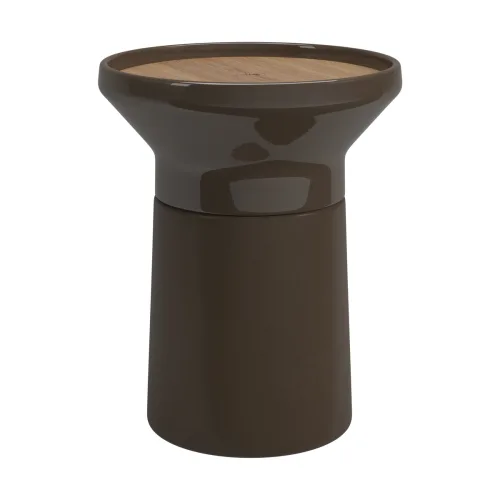 Gloster Coso Side Table | Frame: Ceramic, Earth Matte & Gloss | Top: Natural Teak