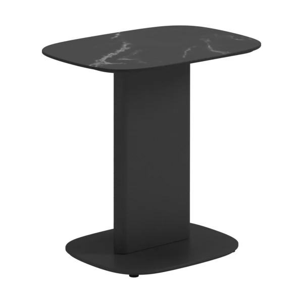 Gloster Omada Center Table | Frame: Powder-Coated Aluminum, Meteor | Top: Ceramic, Nero