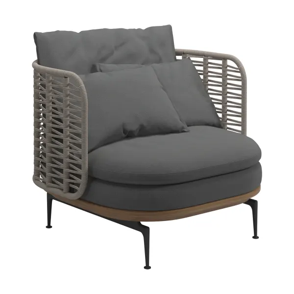Gloster Mistral Low Back Lounge Chair Woven | Essential Granite Cushion Fabric