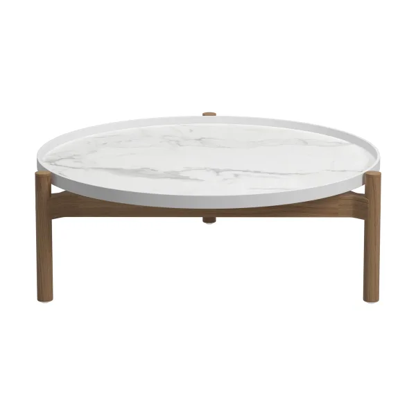 Gloster Sepal Side Table | Bianco Top | Teak Frame