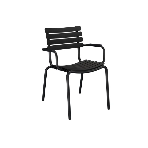 Houe ReCLIPS Dining Chair | Black Lamellas with Monochrome Aluminum Armrests