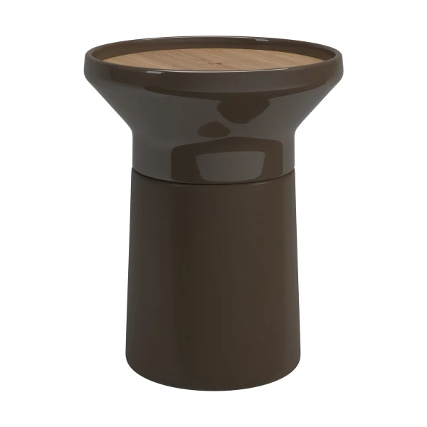 Gloster Coso Side Table | Frame: Ceramic, Earth Matte & Gloss | Top: Natural Teak