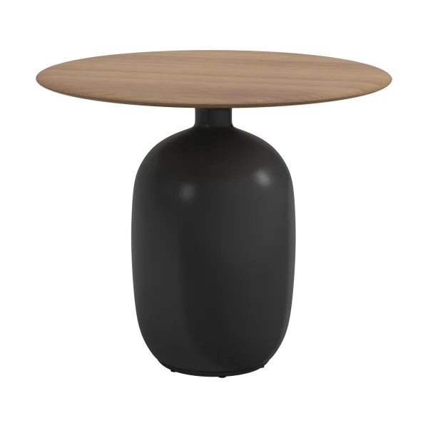Gloster Kasha 35.5" Round Dining Table | Frame: Glazed Ceramic, Iron | Top: Natural Teak