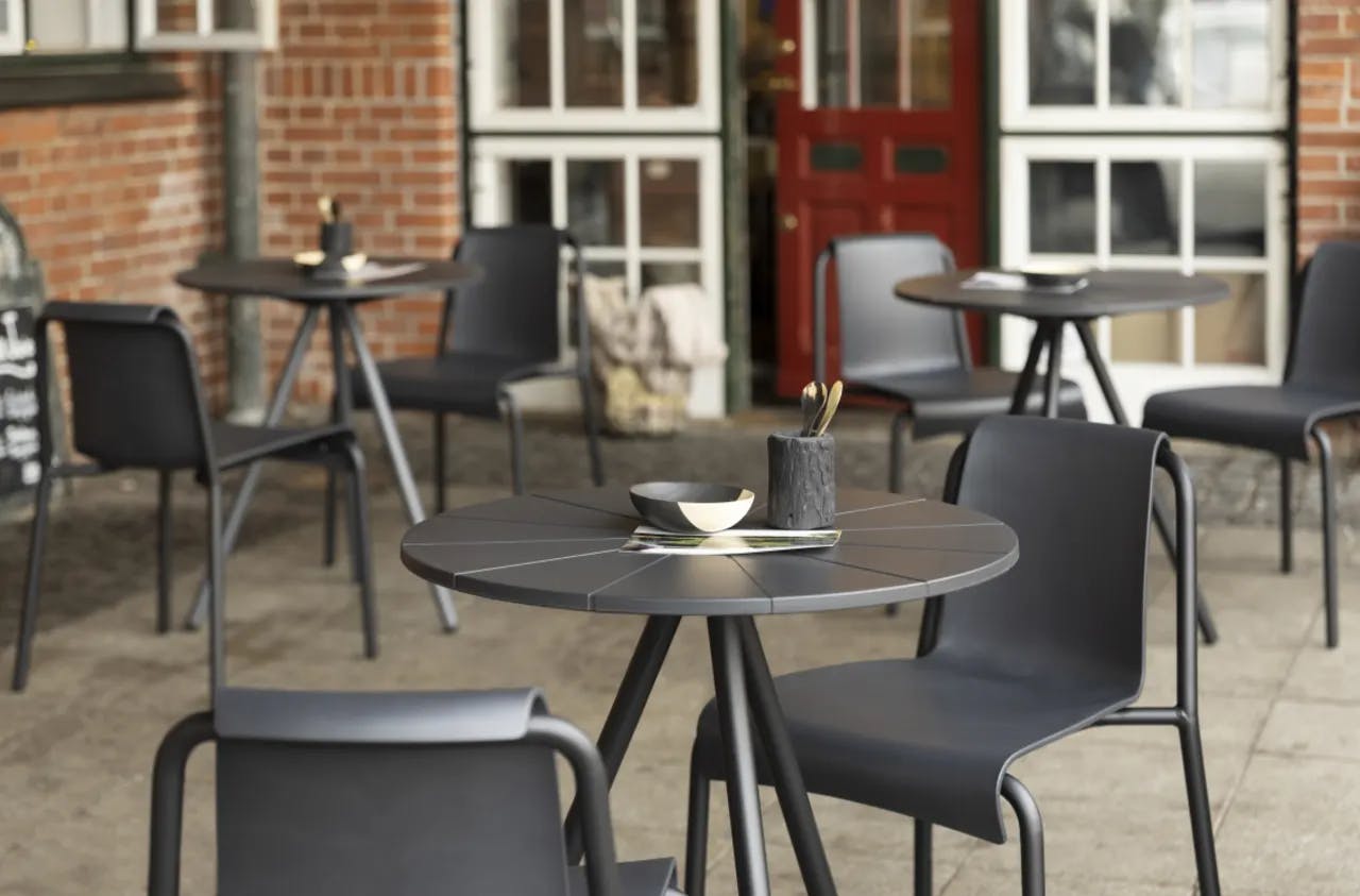 Houe Nami Dining Chairs [Black Monocolor] + Cafe Table in Black