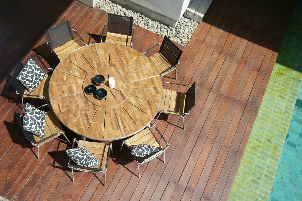 Meika Round Teak Table and Stacking Chair