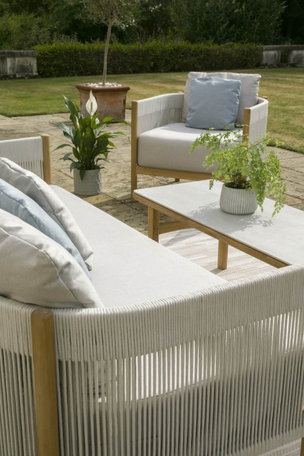 Cocoon Teak Sofa and Teak Armchair | Monterey Low Table