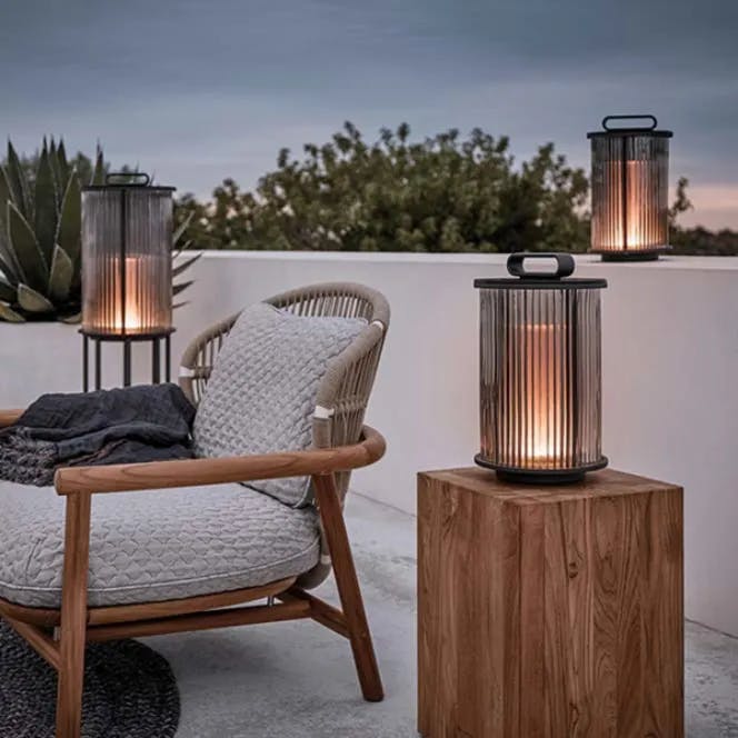 Block Side Table | Ambient Line Lanterns | Fern Low-Back Lounge Chair