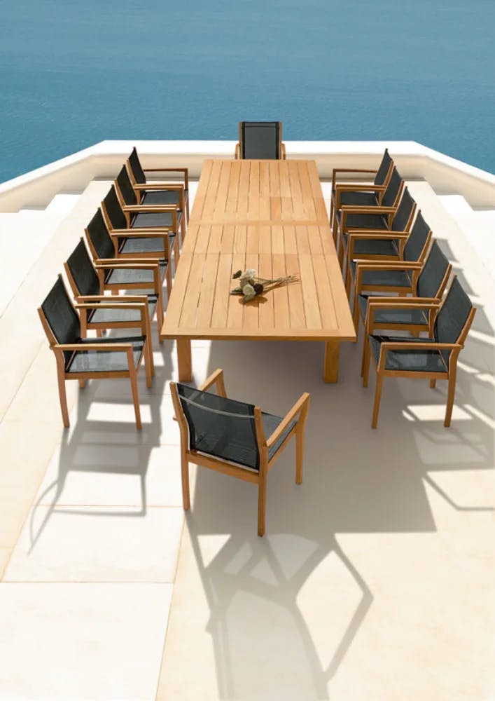 Apex Extending Dining Table | Horizon Stacking Armchairs
